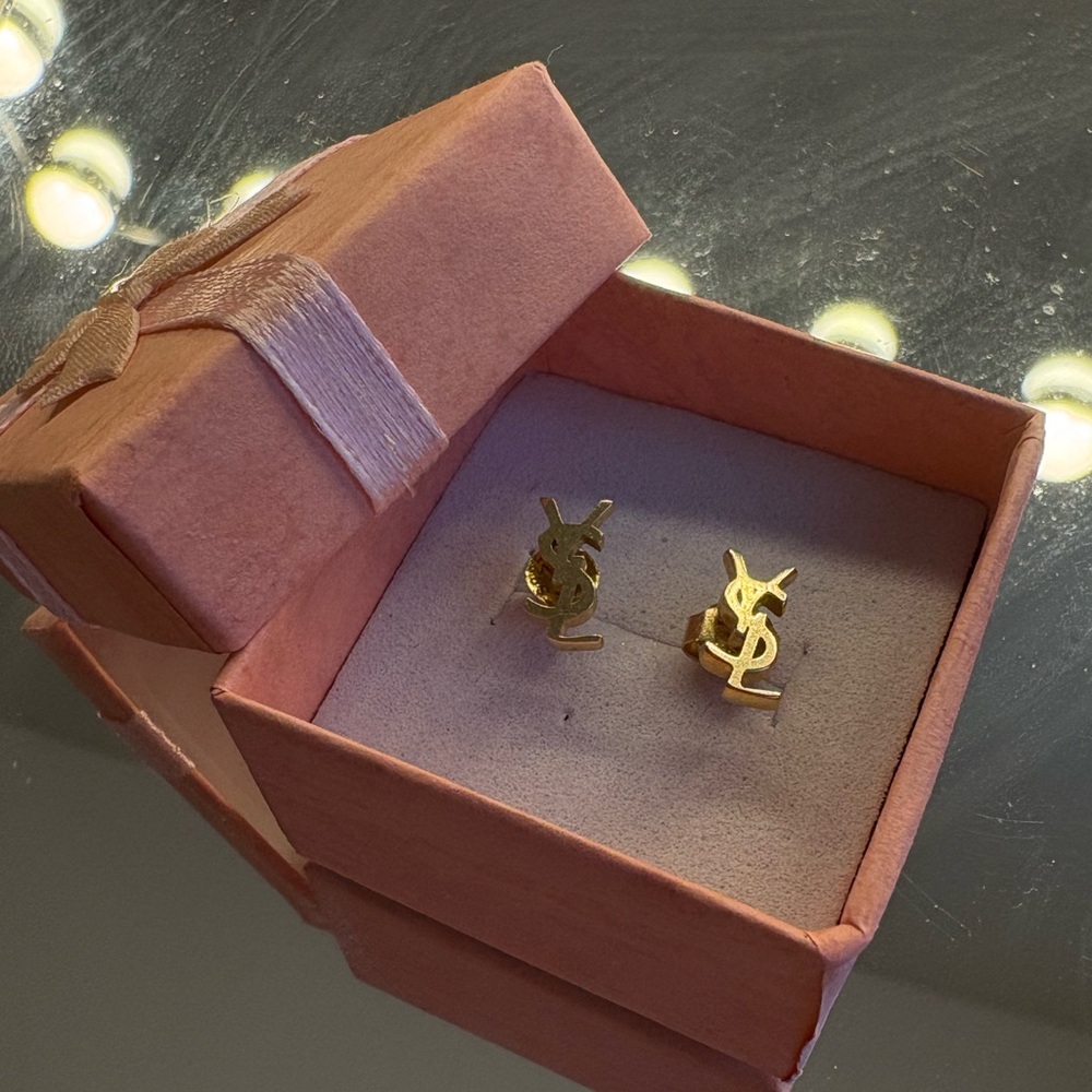14KT Gold Logo Stud Earrings